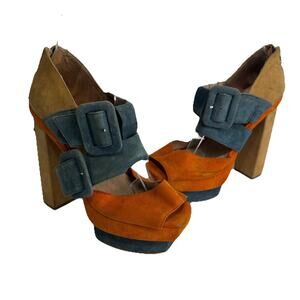 jeffrey campbell dressen colorblock platform heels size 7
